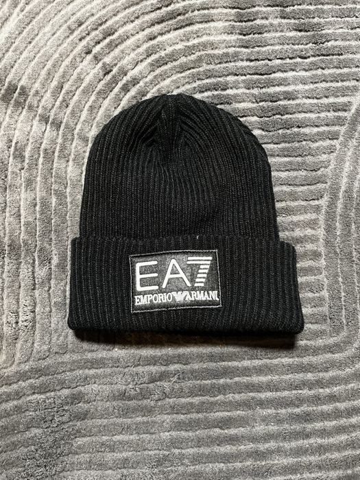 Emporio Armani EA7 – Czapka Beanie, czarna, Nowa z Metką