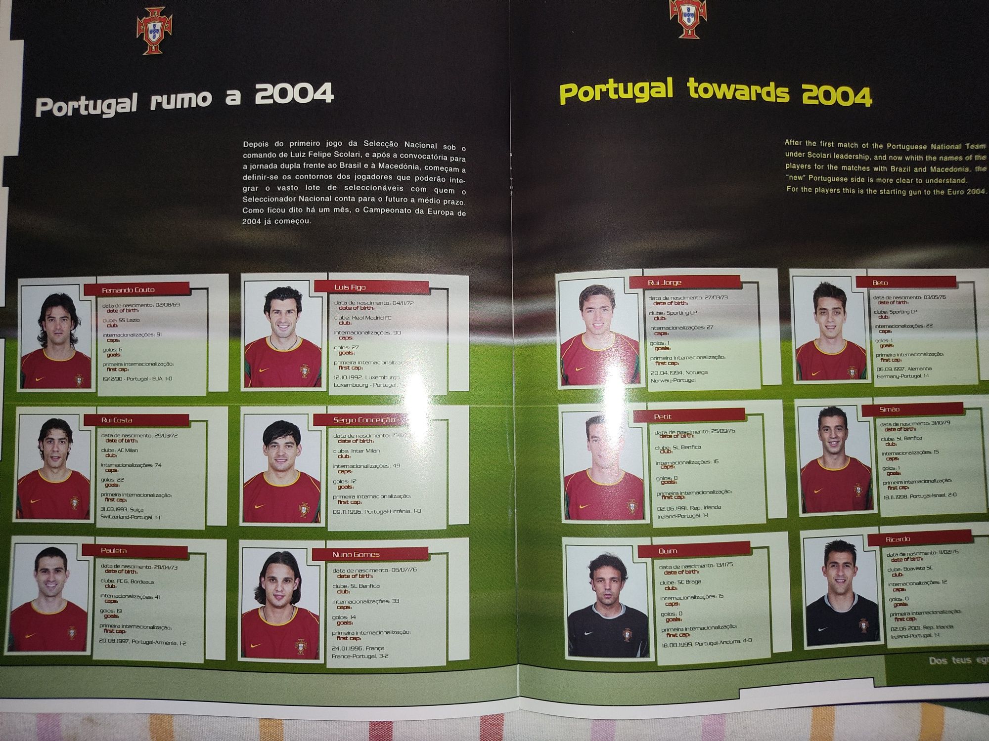 Programa de jogo portugal-brasil 2003