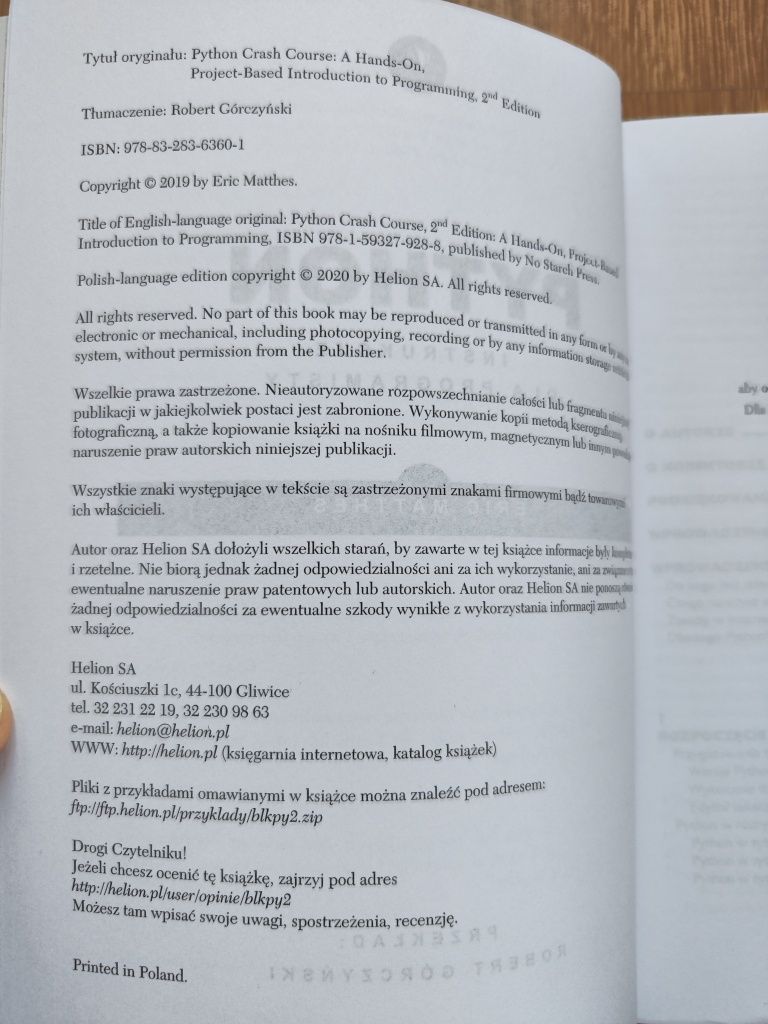 Python Instrukcje dla Programisty Eric Matthew Helion
