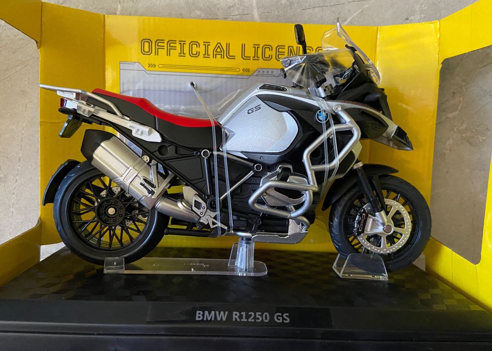 BMW R1250 GS grey моделька БМВ Р1250 гусь модель мото 1:12 алюмінієва