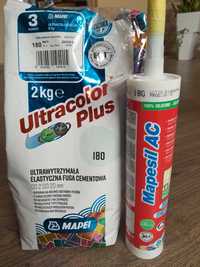 Fuga Mapei UltracolorPlus 180 mięta 2 kg+ silikon Mapesil 180