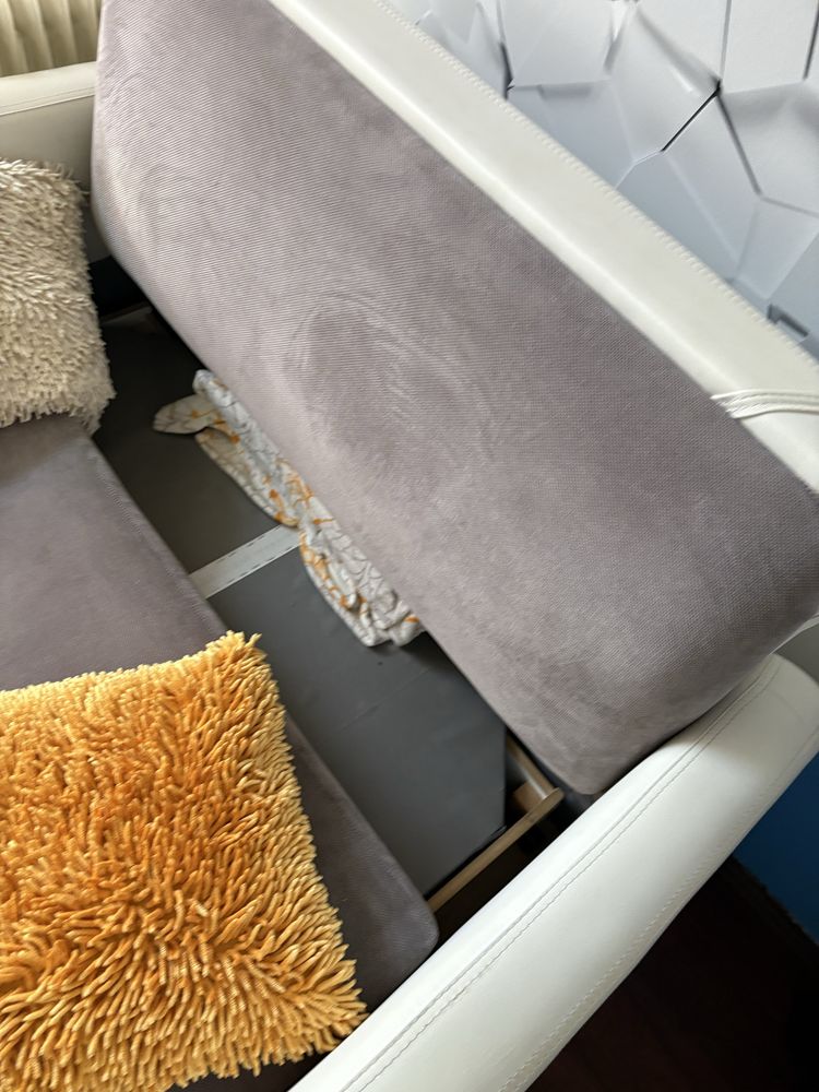 Kanapa sofa  biala skóra