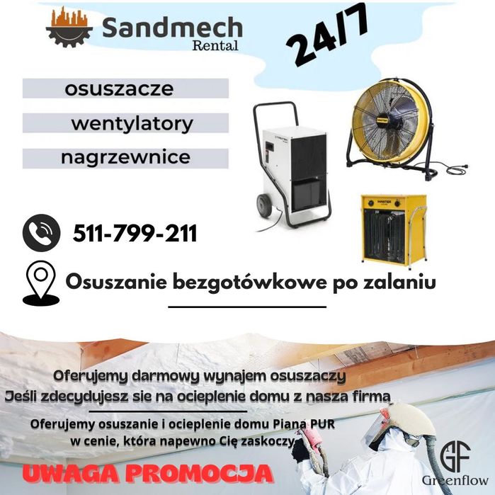 Wynajem osuszaczy ,osuszacze ,osuszanie bezgotówkowe