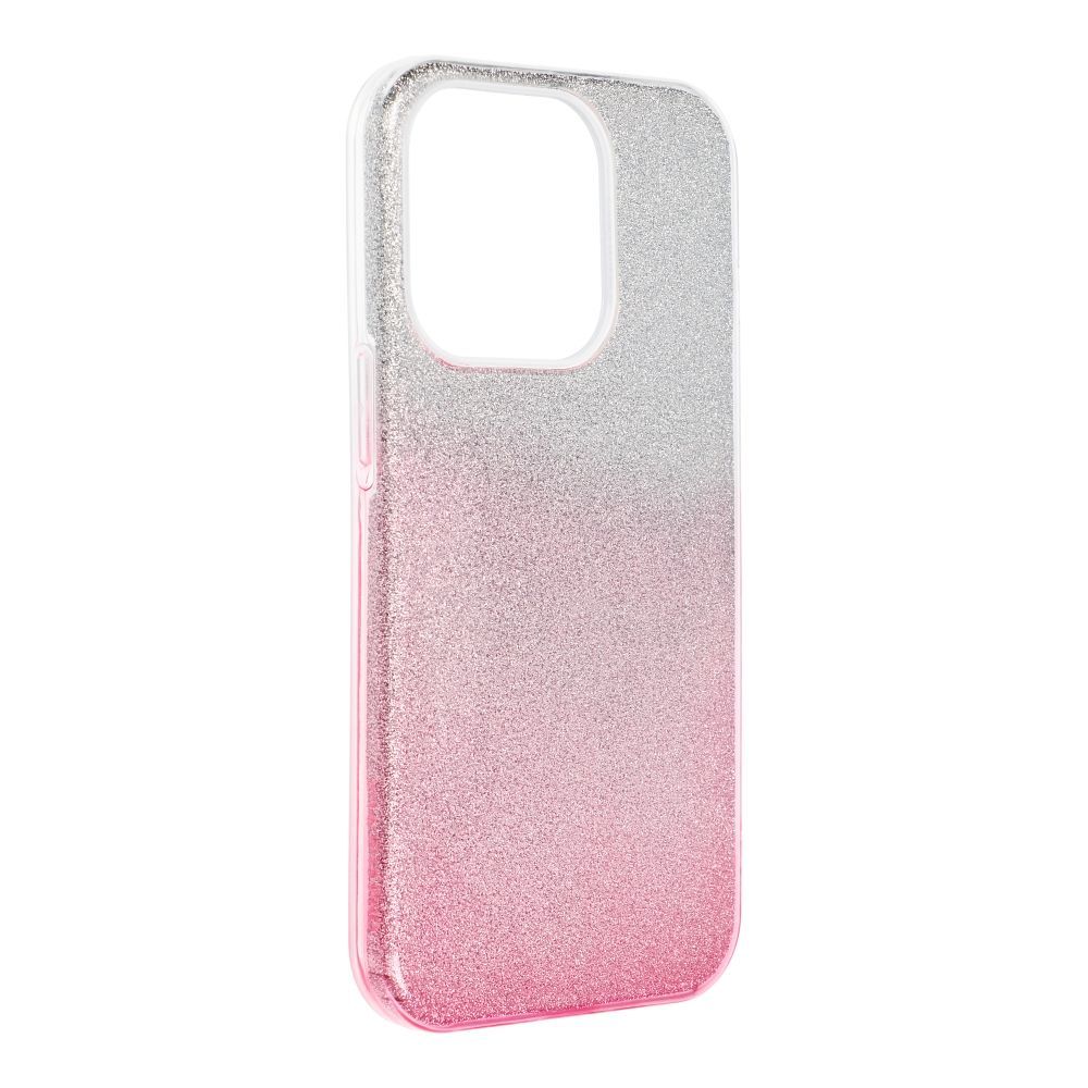 Etui Case Plecki Shining Brokat  Iphone 14 Pro Srebrny/Róż + Szkło 9H