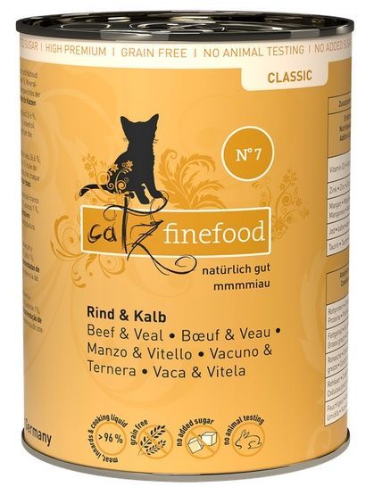 Zdrowa wołowo-cielęca karma dla kota bez zbóż i GMO Catz Finefood 400g