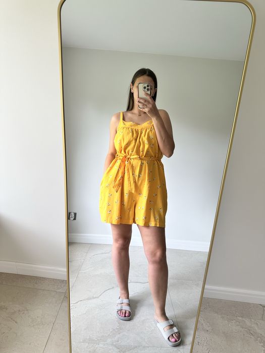 Kombinezon na lato w kwiatki F&F rozmiar 44 len wiskoza