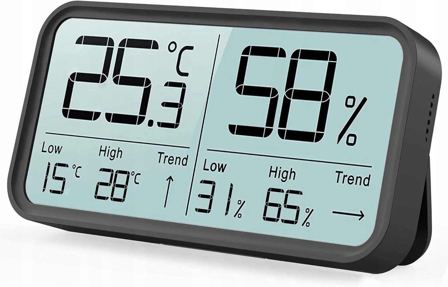 Termometr higrometr Wewnętrzny Cyfrowy duży ekran LCD Kolor Czarny