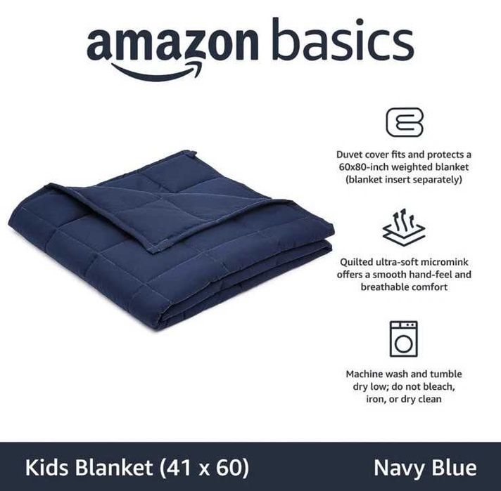 Kołdra obciążeniowy dziecięcy Amazon Basics 5 lbs (2,27 kg), granatowy