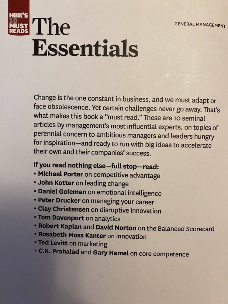 HBR’S 10 MUST READS. The Essentials. Harvard Business Review.