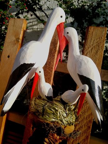 Rzeźba ptaków polskich bociany dekoracja