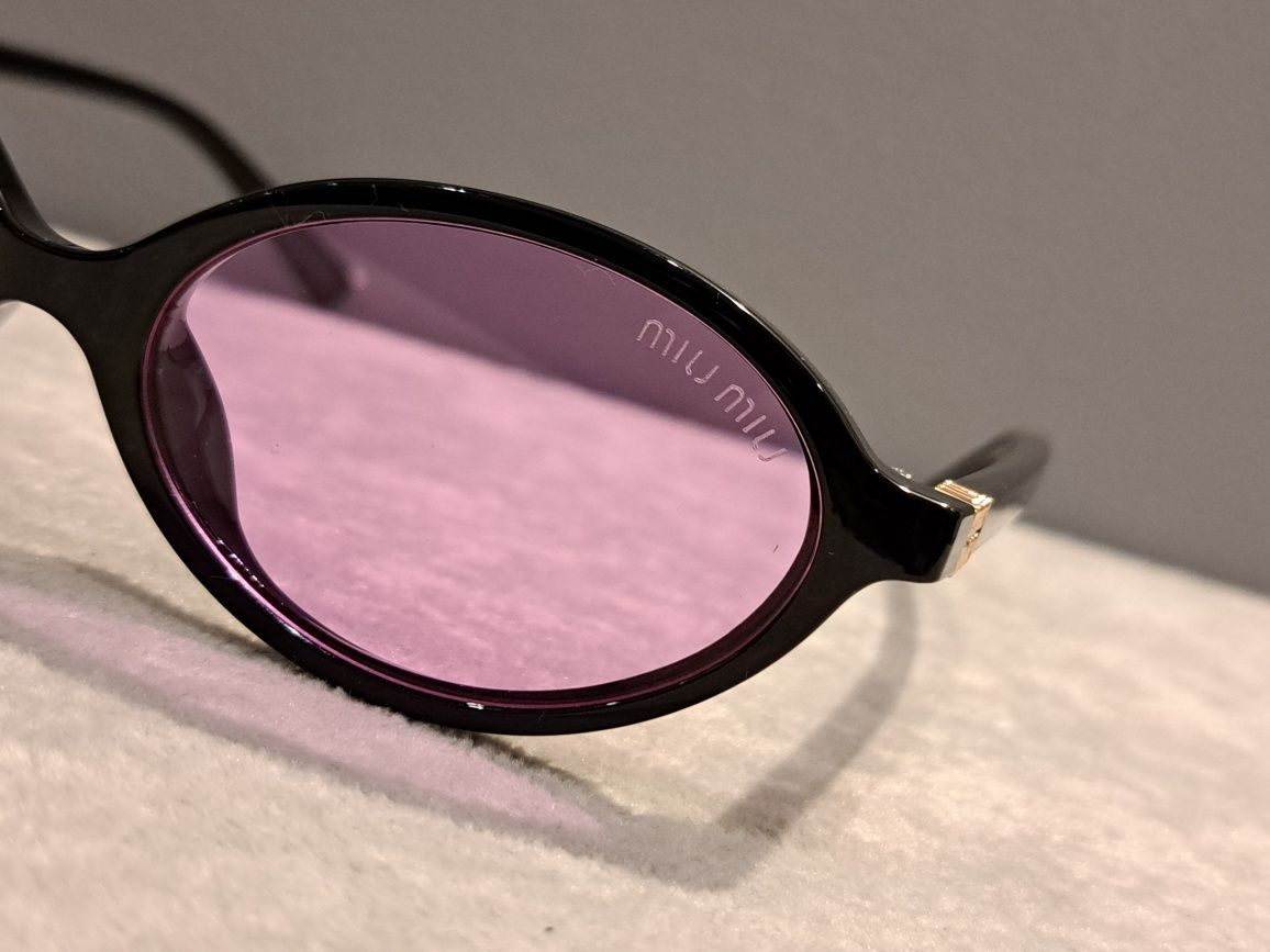 MIU MIU czarne nowe okulary przeciwsłoneczne jajeczka fioletowe