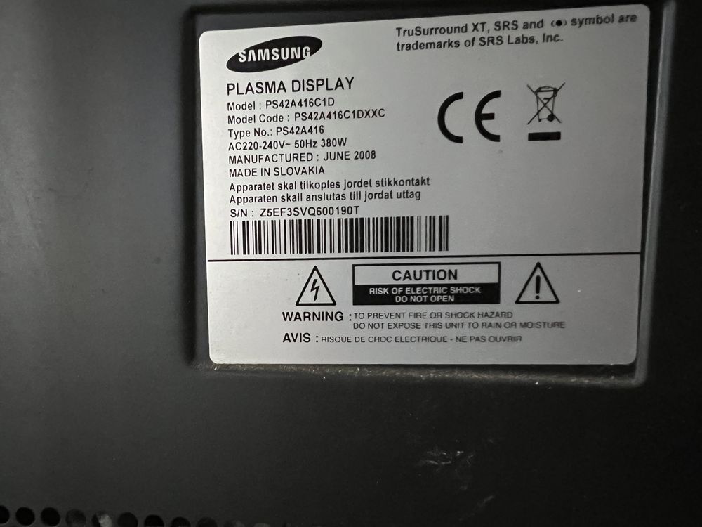 Plasma Samsung PS42A416C1D