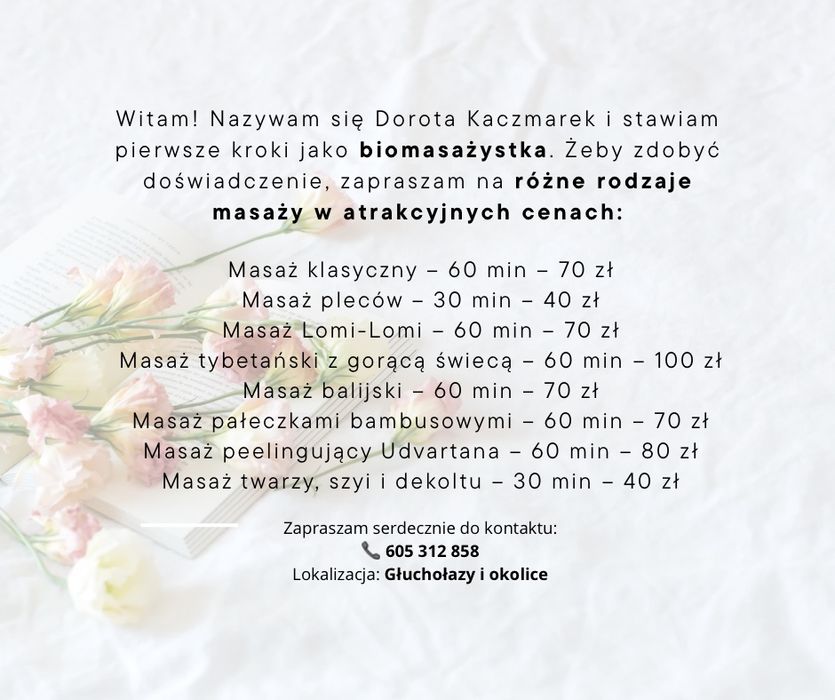 Oferta masażu. Głuchołazy i okolice.