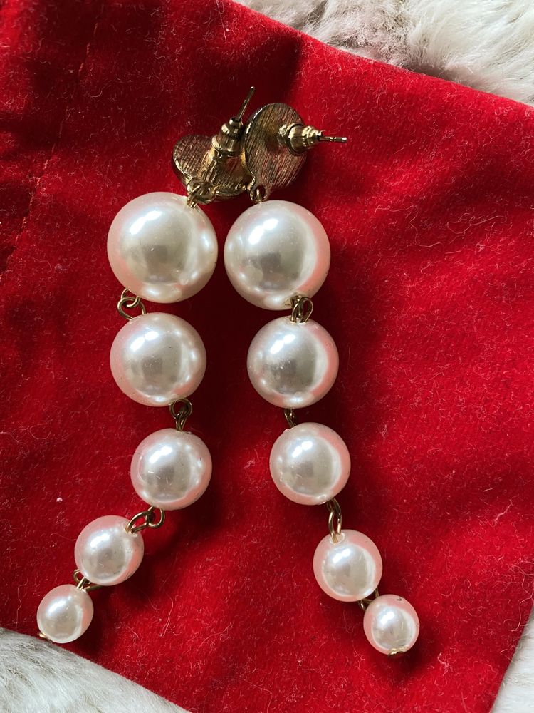 Kolczyki wiszące długie perły