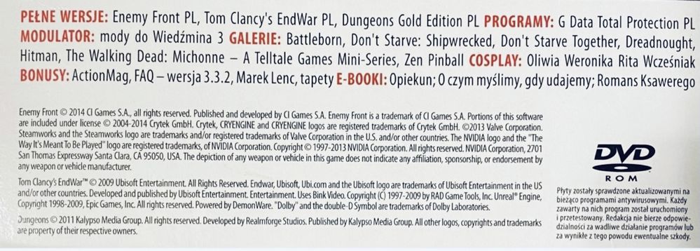 Gry PC CD-Action 2x DVD nr 257:  Enemy Front, Endwar, Dungeons