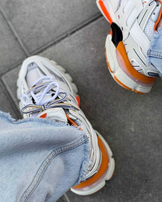 Мужские кроссовки Balenciaga Track 3.0 Premium White&Orange. 40-45