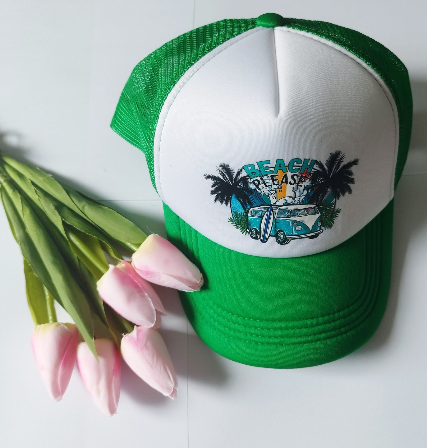 Nowa męska zielona czapka z daszkiem na lato trucker truckercap