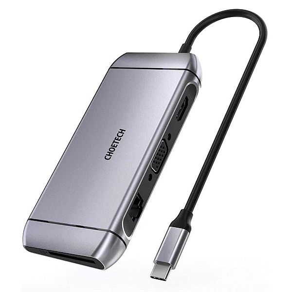 Choetech 9w1 wielofunkcyjny HUB USB Typ C - 3x USB 3.2 Gen 1 / czytnik
