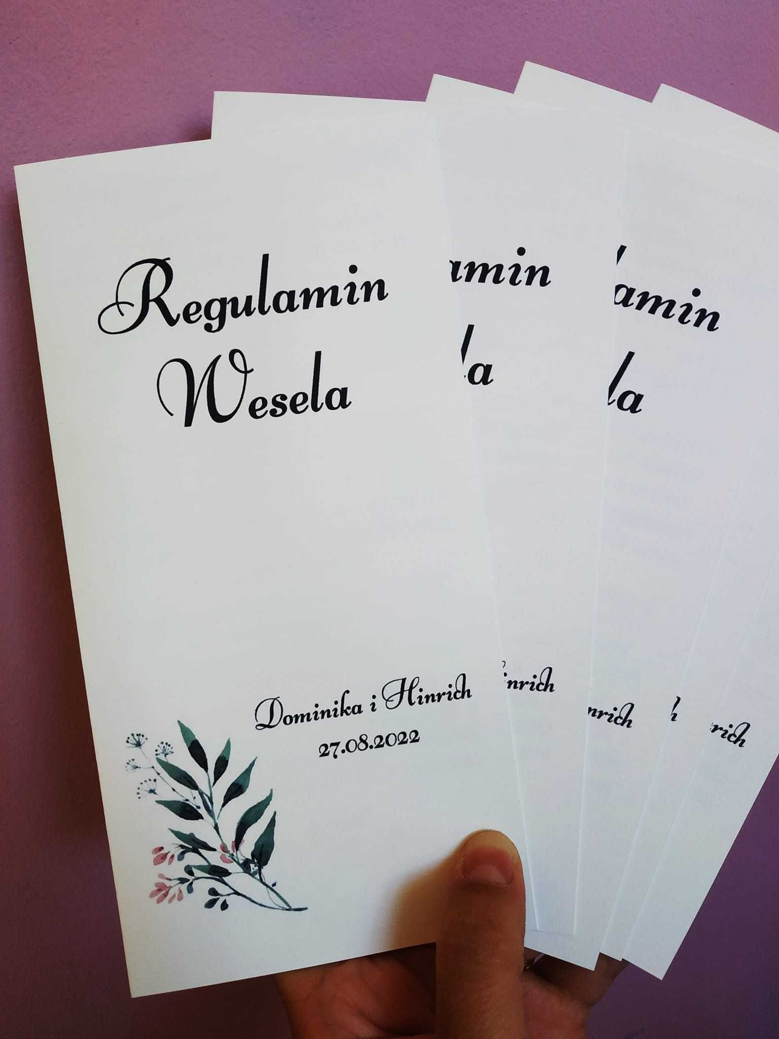 Informator weselny regulamin wesela menu ślub plan wesela harmonogram