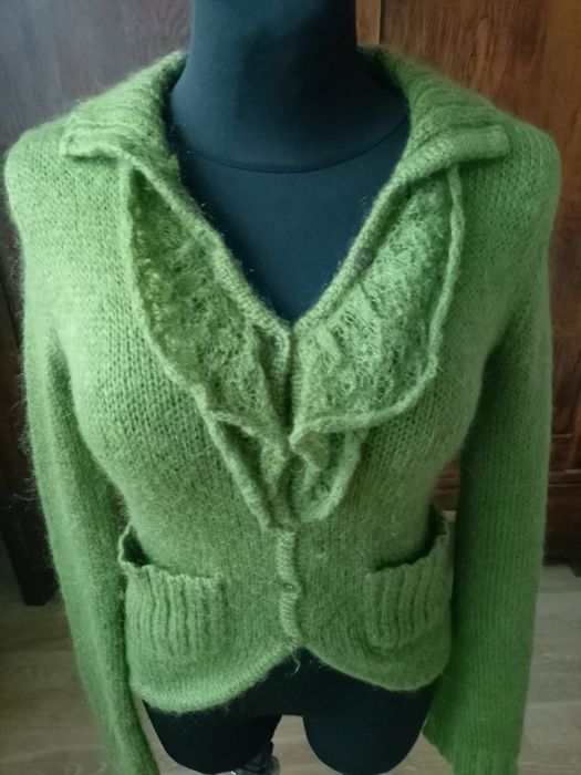 Zielony sweterek wełna moher