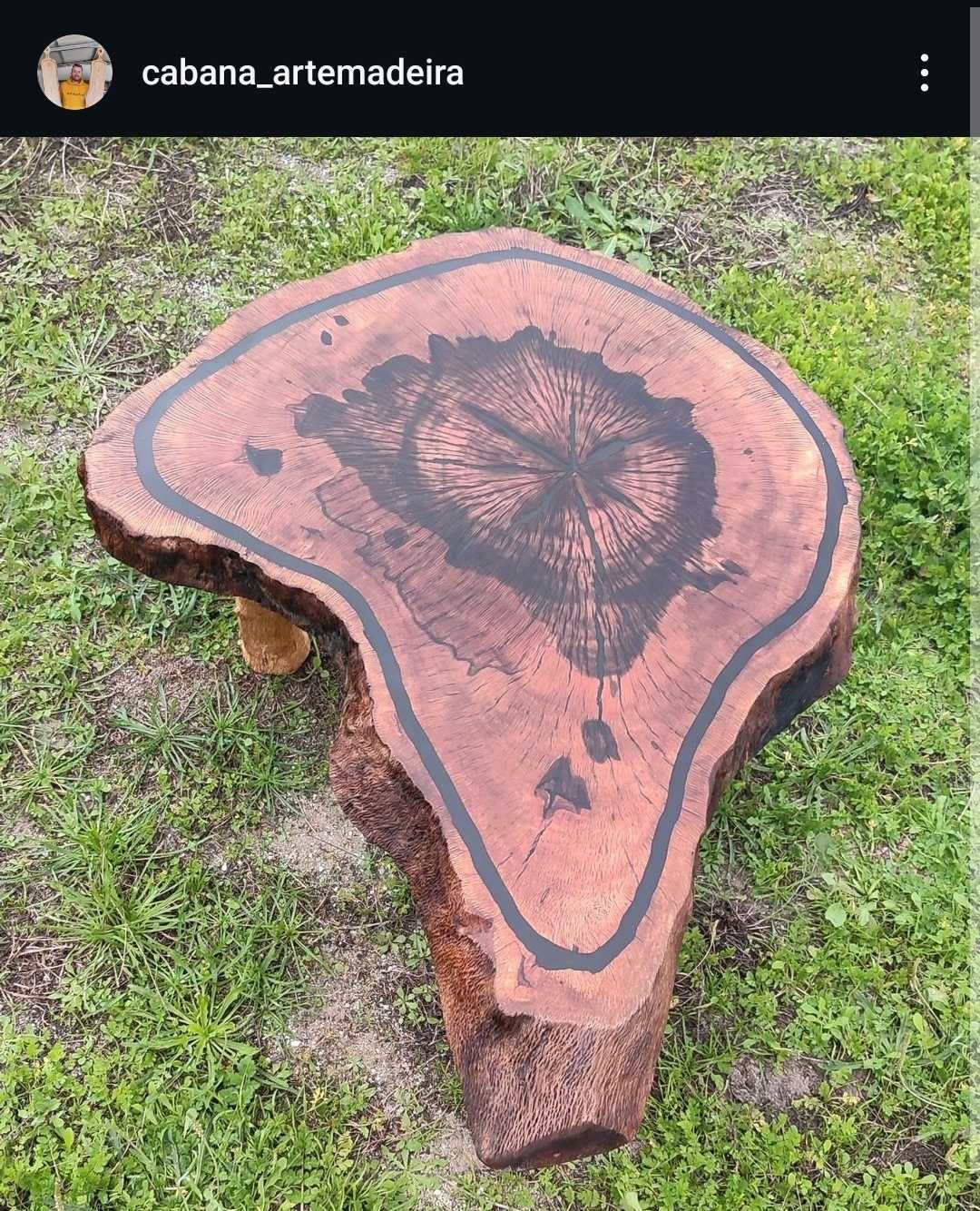 Mesa de centro em rodela de madeira