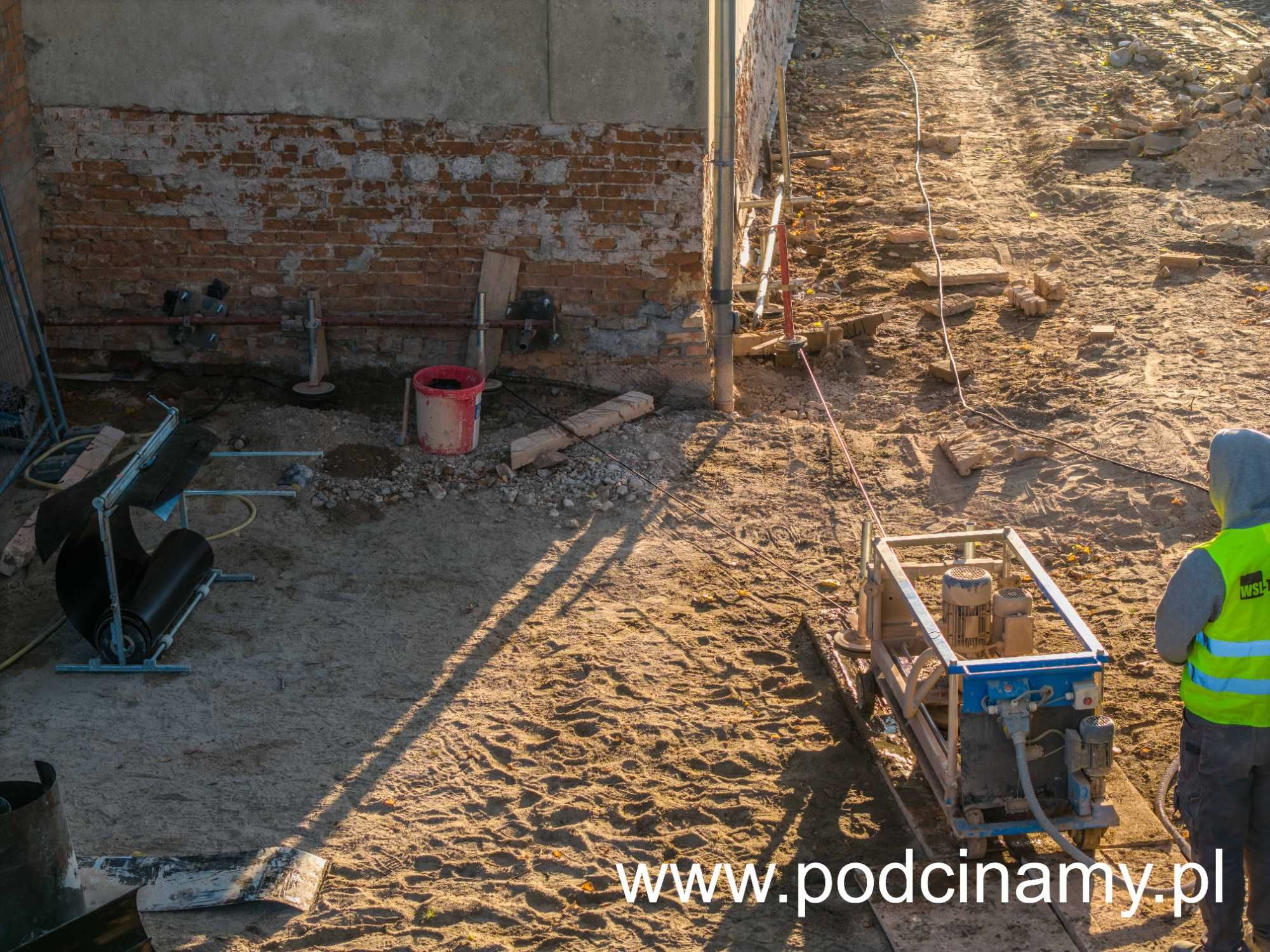 OSUSZANIE BUDYNKÓW MURÓW, wymiana izolacji poziomej - podcinanie