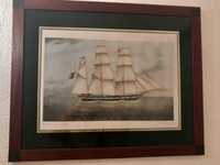 Gravura emoldurada - reprodução do espólio do Museu de Marinha.