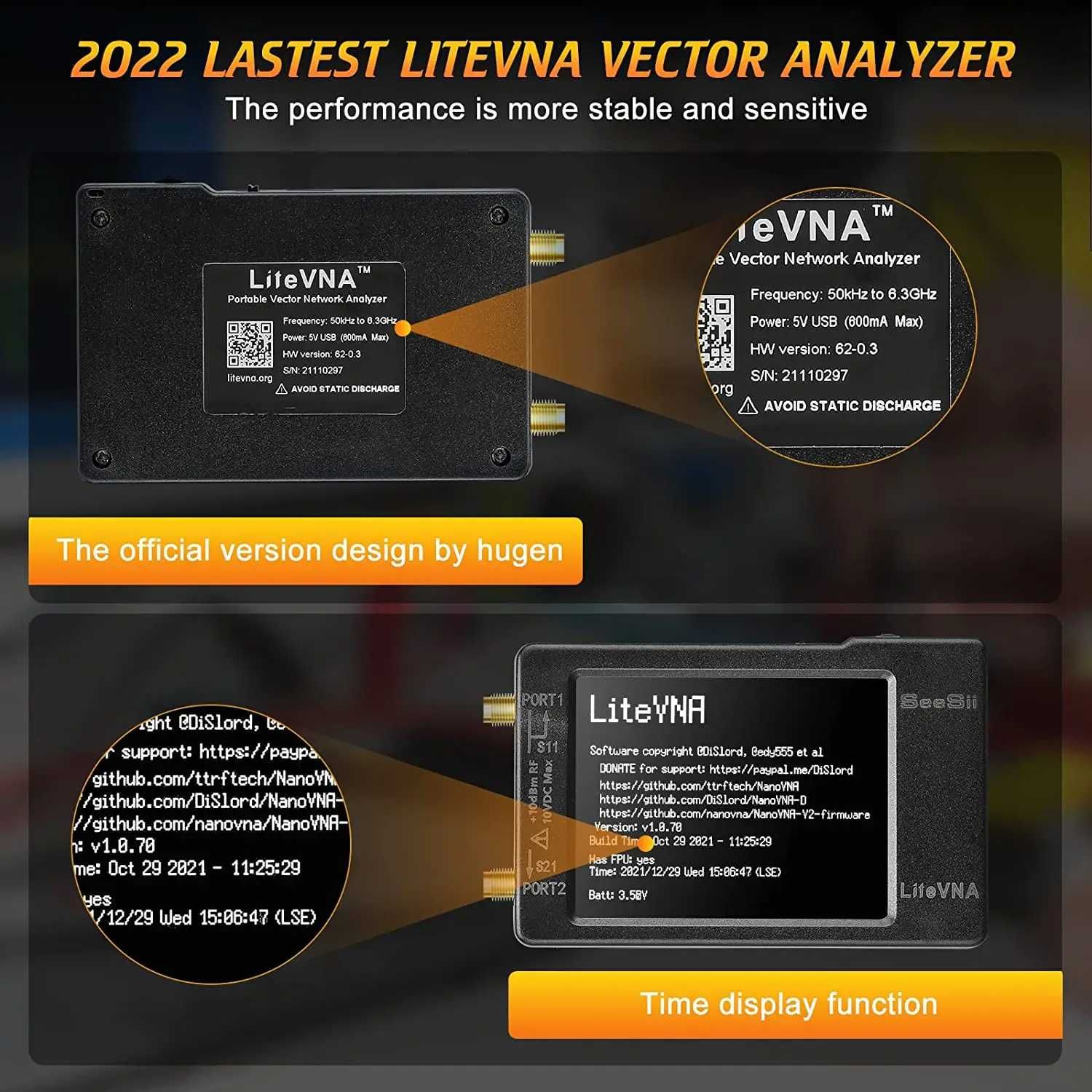 Векторний аналізатор LiteVNA-62 (NanoVNA), 2,8 дюйми, 50kHz – 6.3GHz