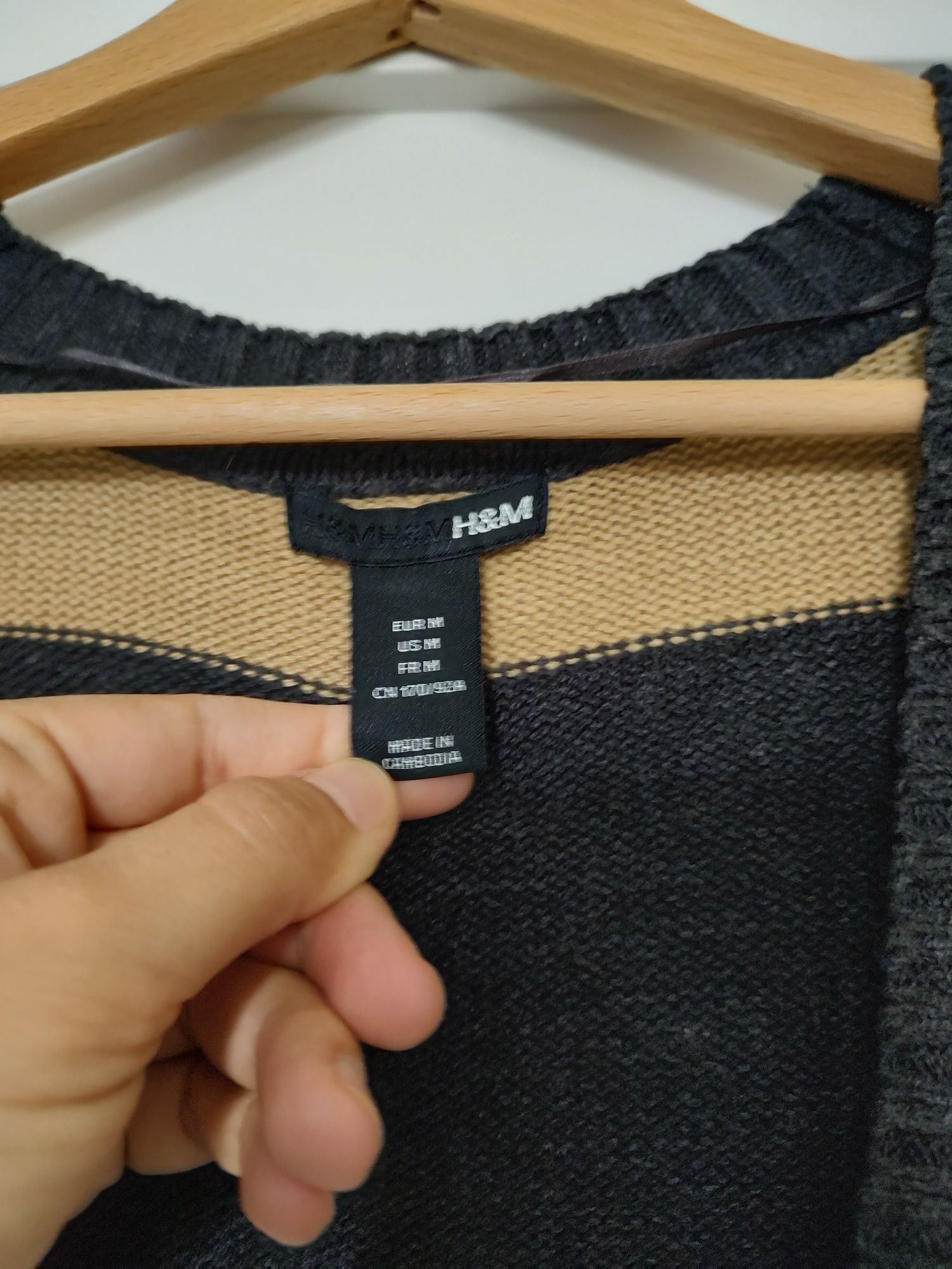 Dłuższy sweter w paski H&M r. M