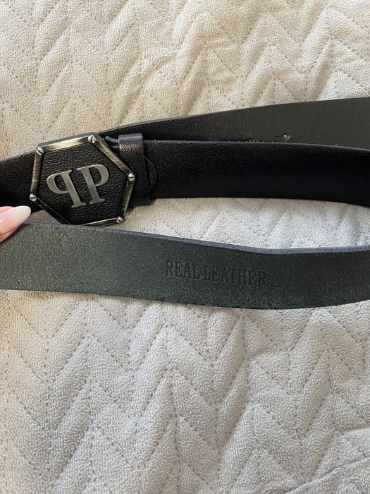 Pasek PP czarny, skóra naturalna