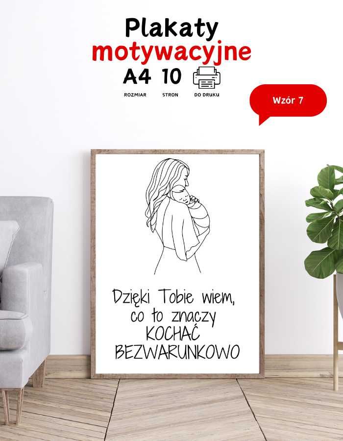 Plakaty dla Mamy, prezent na urodziny, imieniny Line ART A4 do druku