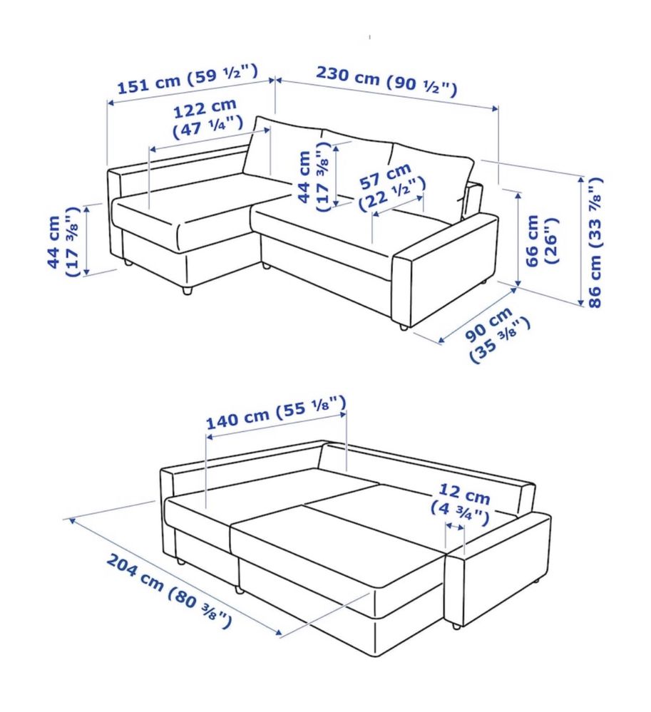 Sofá-cama IKEA sem almofadas DESMONTADO