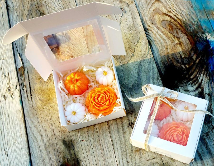 Jesienny zestaw prezentowy dekoracyjnych mydełek jabłko z cynamonem