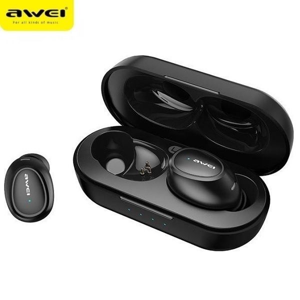 Awei Słuchawki Bluetooth 5.0 T16 Tws + Stacja Dokująca Czarny/Black