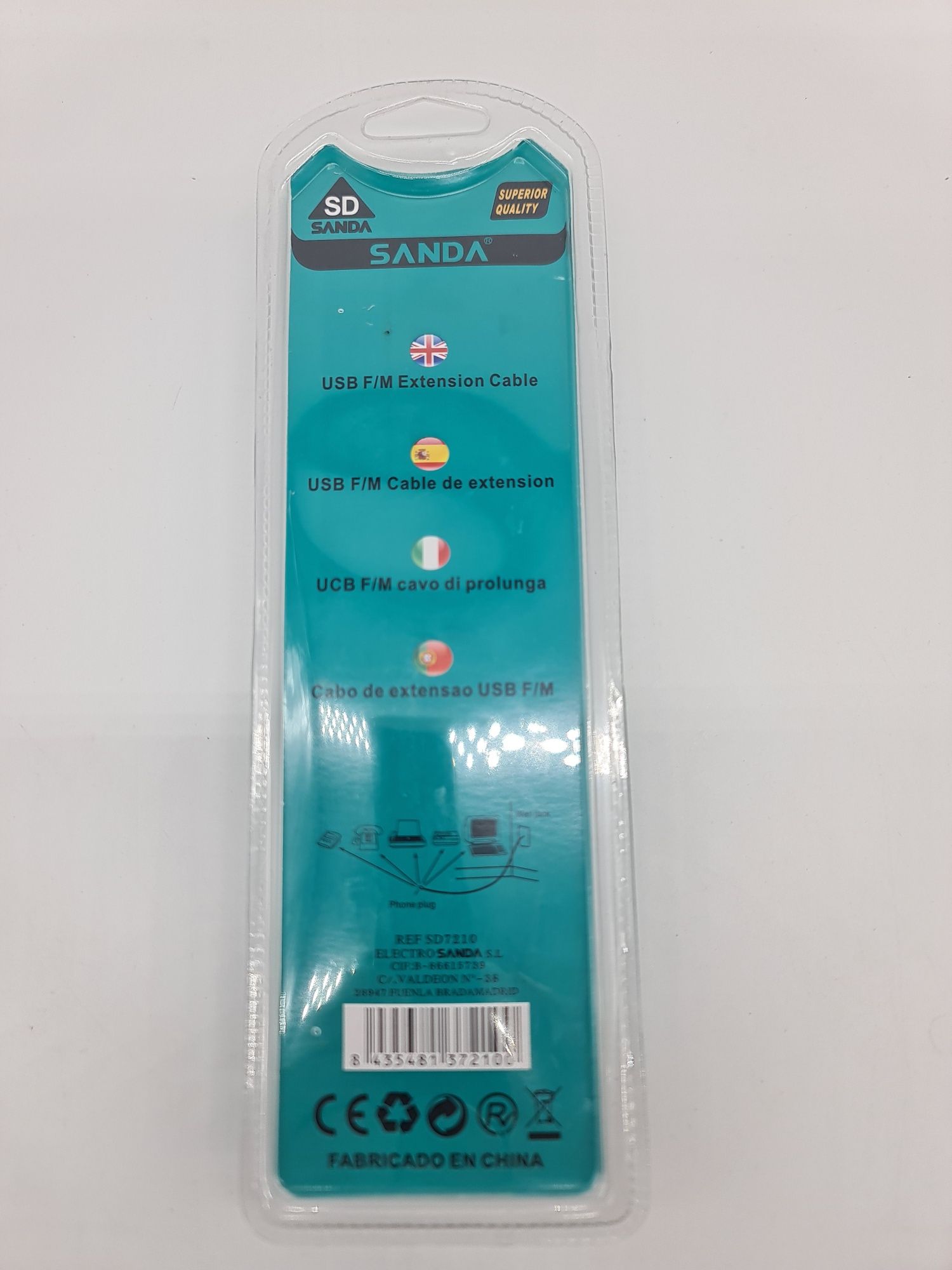 Cabo de extensão USB M/F 1,5 metros - novo