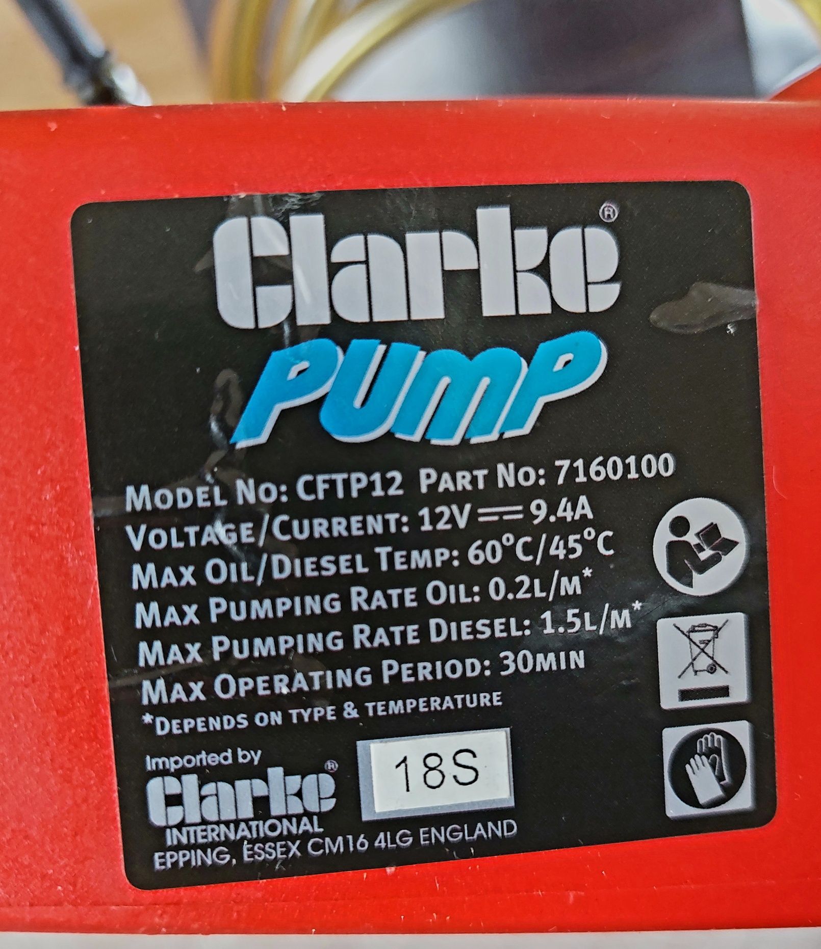 Насос-помпа Clarke CFTP12 12V для масла та дизеля