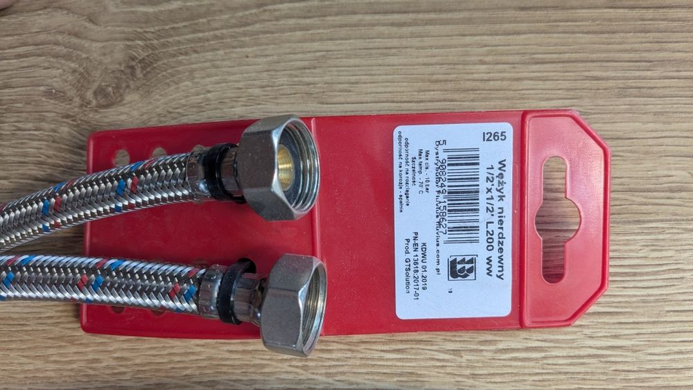 WĄŻ wężyk przyłączeniowy nierdzewny 1/2x1/2 200 cm