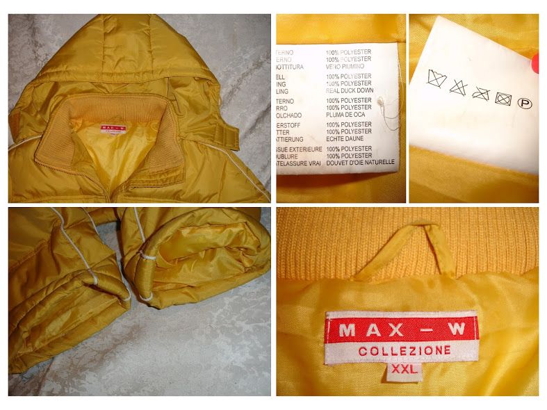 ПУХОВИК/куртка пухова НАТУРАЛЬНА 46-48 р. ЖОВТА і ЧОРНА. З капюшоном.