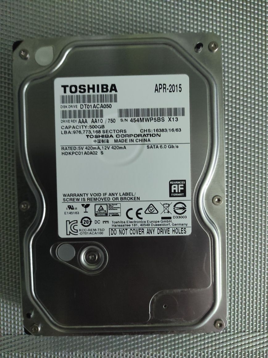 Жесткий диск Toshiba 500GB 7200rpm 32MB DT01ACA050 3.5 SATA III