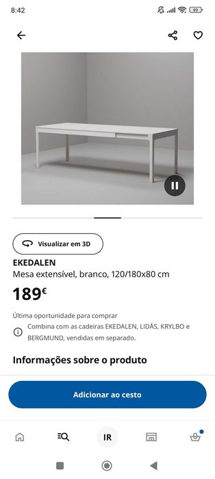 Mesa de refeição extensível ikea