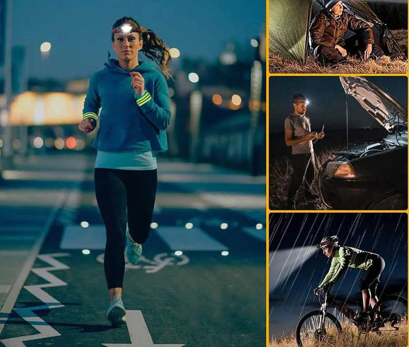 Mocna latarka czołowa led czołówka na głowę czujnik ruchu usb