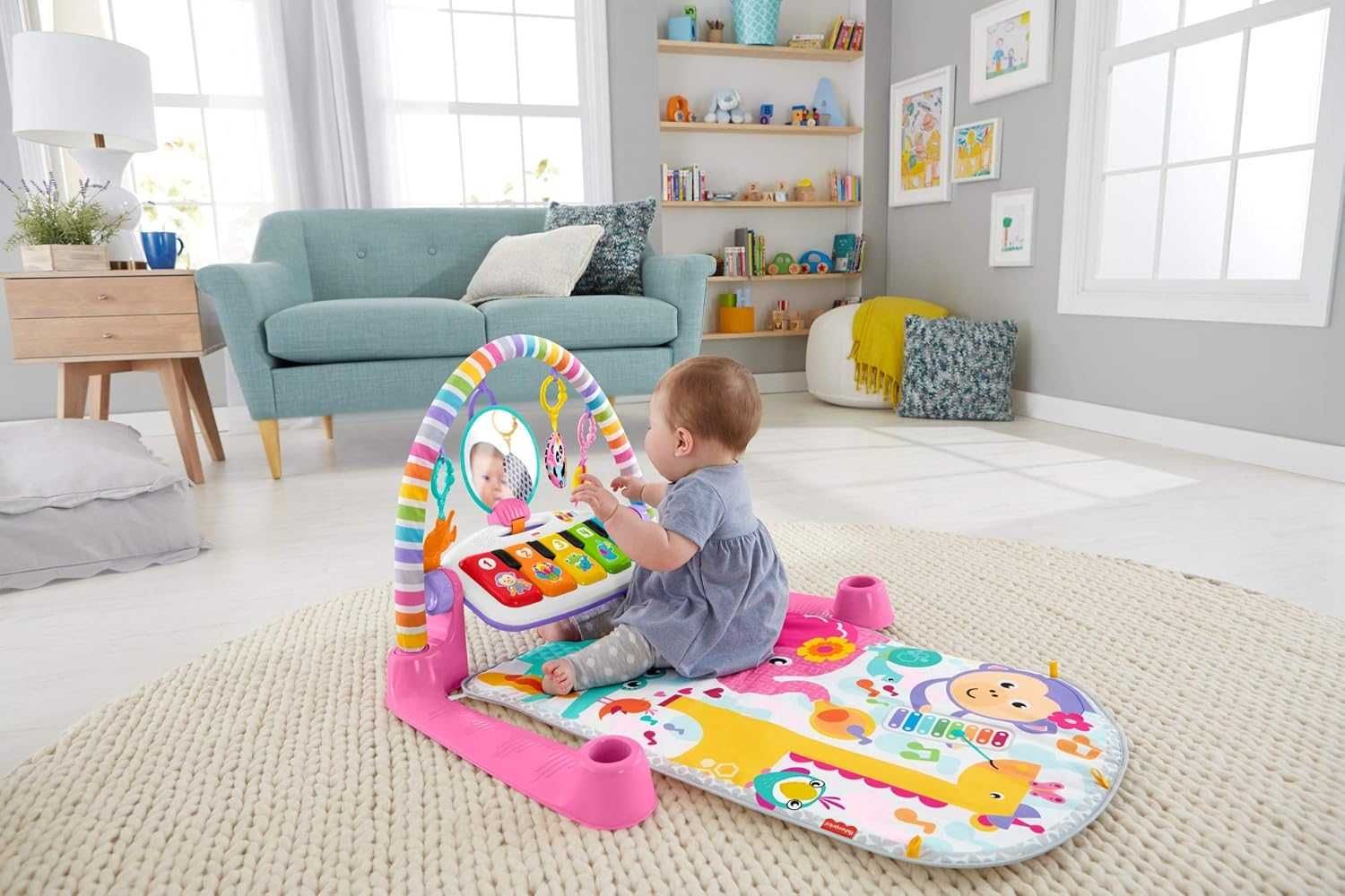 Fisher-Price Deluxe Kick & Play Fortepian Gym Pink Mata Do Zabawy NOWE
