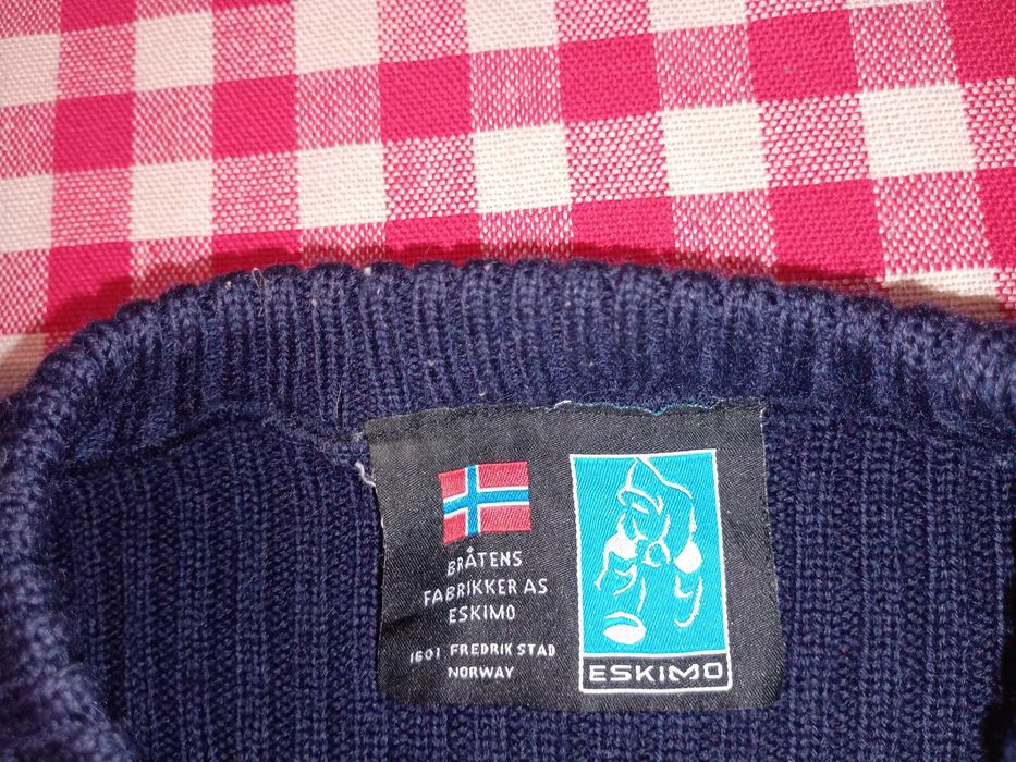 Sweter męski norweski Eskimo 100% wełna XL