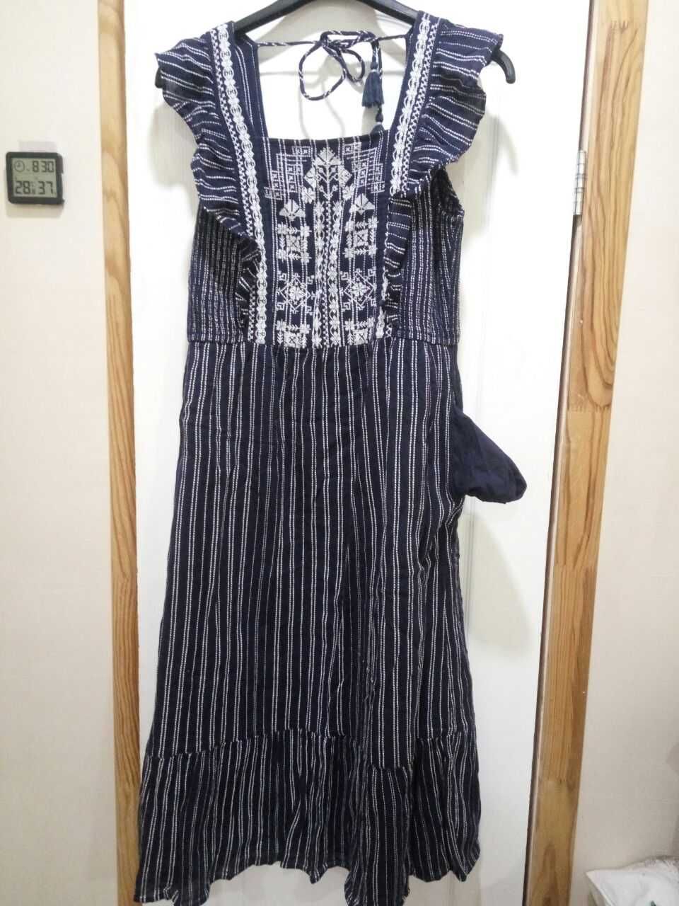 Летнее платье сарафан хлопок, р 14/42/XL в этностиле с вышивкой