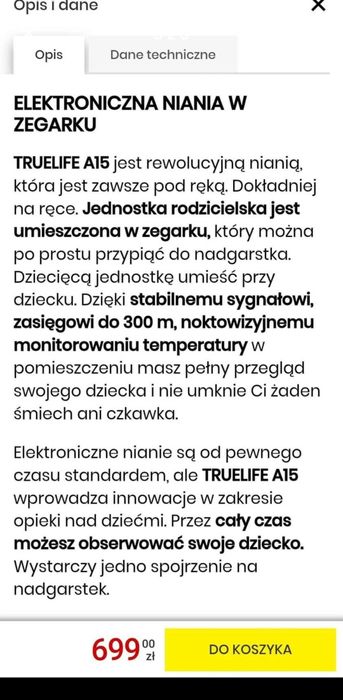 Niania elektroniczna TRUELIFE A15