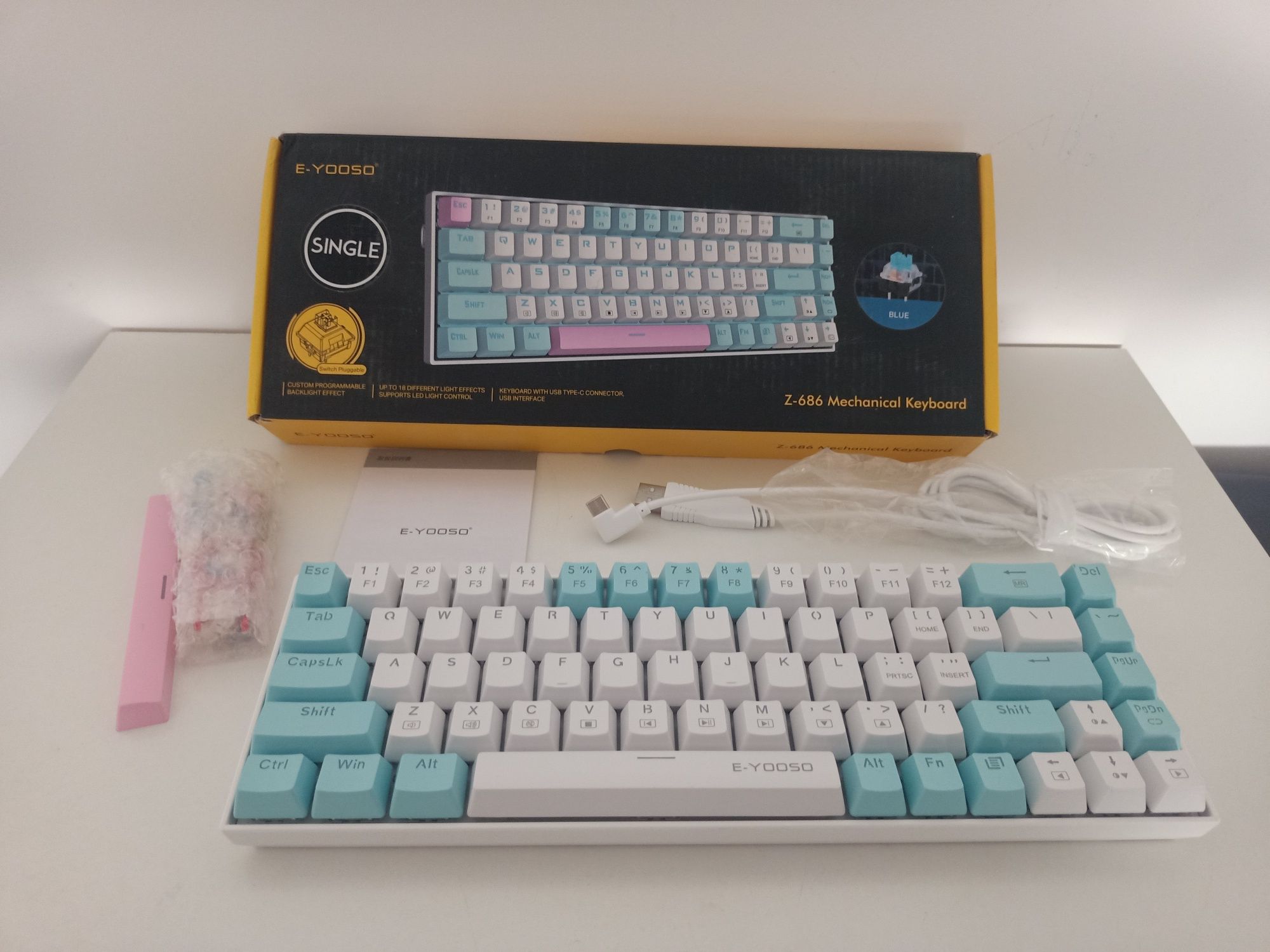 E-YOOSO Z686 USB Mini Mechaniczna klawiatura przewodowa 68 klawiszy
