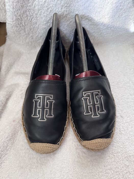 Мокасины эспадрильи tommy hilfiger 38p черные кожа