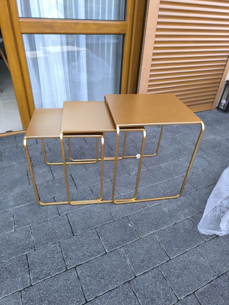 Zestaw 3 stolików metalowych Nowe nowoczesne