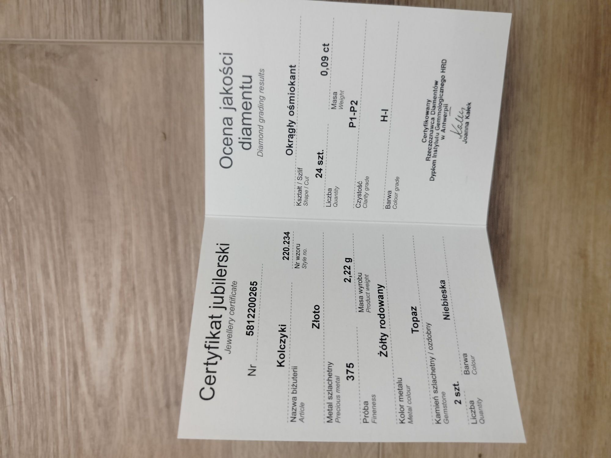 Kolczyki diamenty topaz Apart