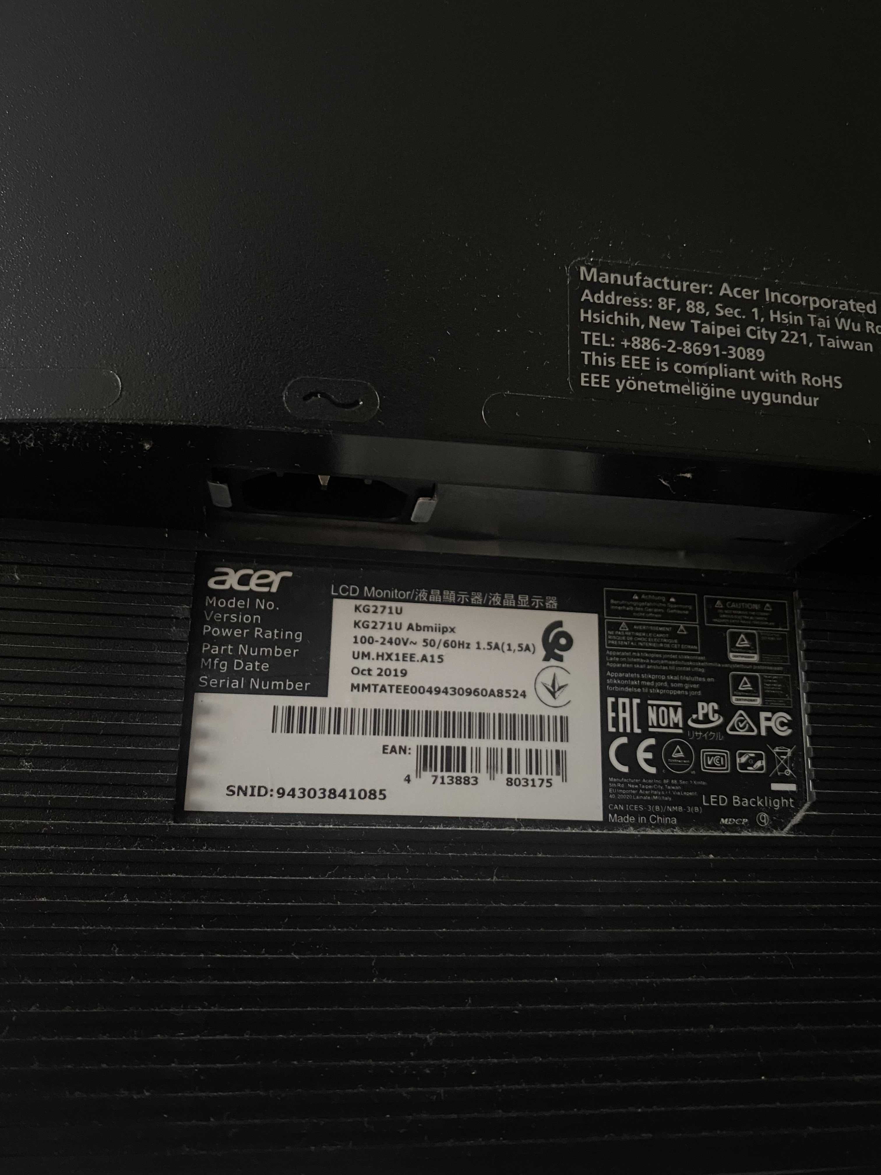 Monitor Acer KG271U 27cali 1ms